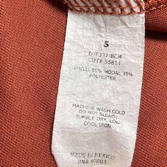 Green Envelope | Rust Orange Tie-Front Button Down Blouse | Small - Picture 6 of 6